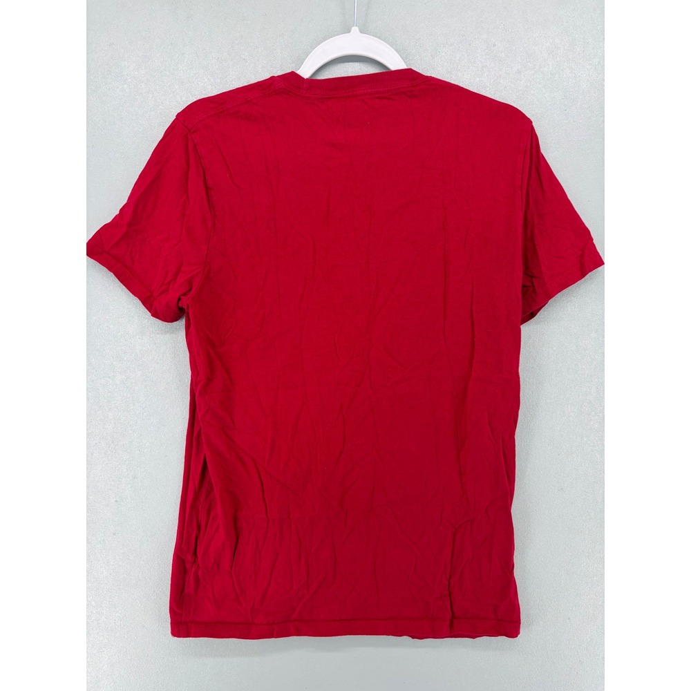 Hollister Mens T-Shirt Red Embroidered Seagull Logo Classic Basic Medium - Picture 2 of 3